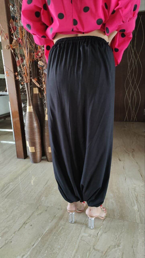 Pink Polka Dot Shirt With Black Dhoti
